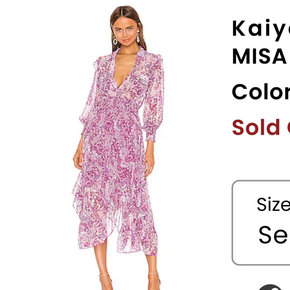 Misa Los Angeles Pink and White Ruffled Wrap Dress